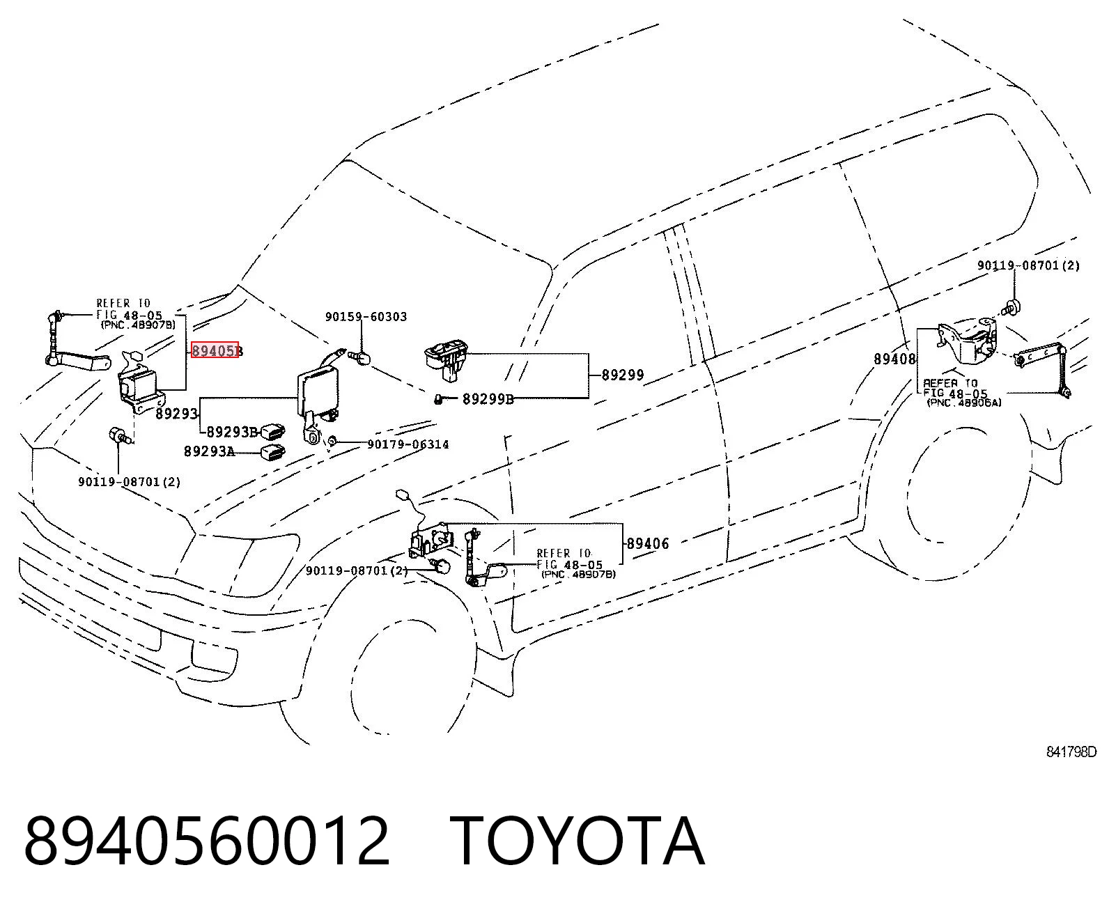 8940560012 Toyota Sensor dianteiro direito do nível de posição de carroçaria