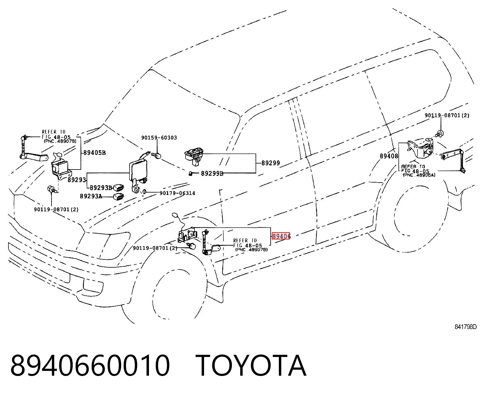 8940660010 Toyota Sensor dianteiro esquerdo do nível de posição de carroçaria