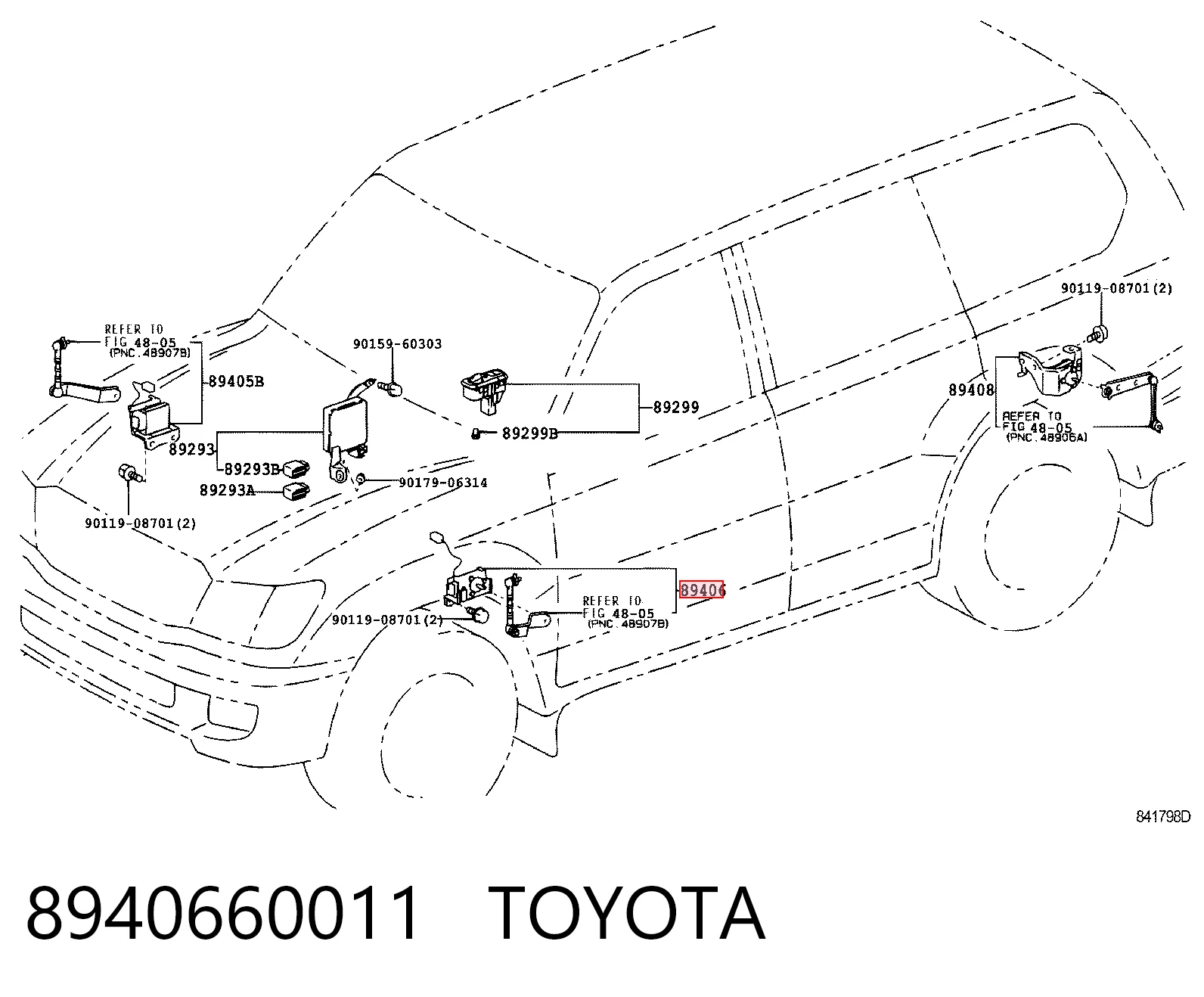 8940660011 Toyota Sensor dianteiro esquerdo do nível de posição de carroçaria