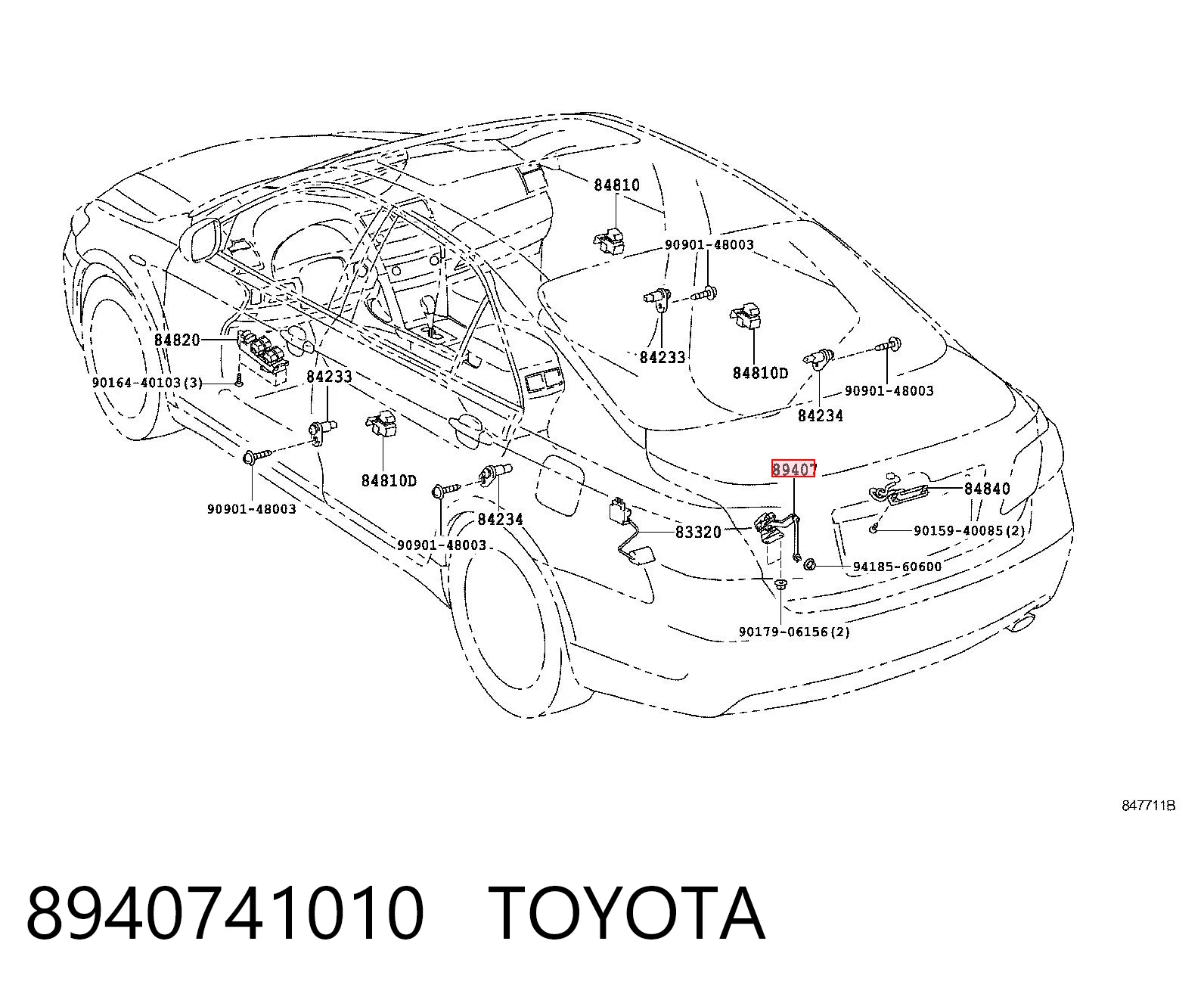 8940741010 Toyota Sensor traseiro direito do nível de posição de carroçaria