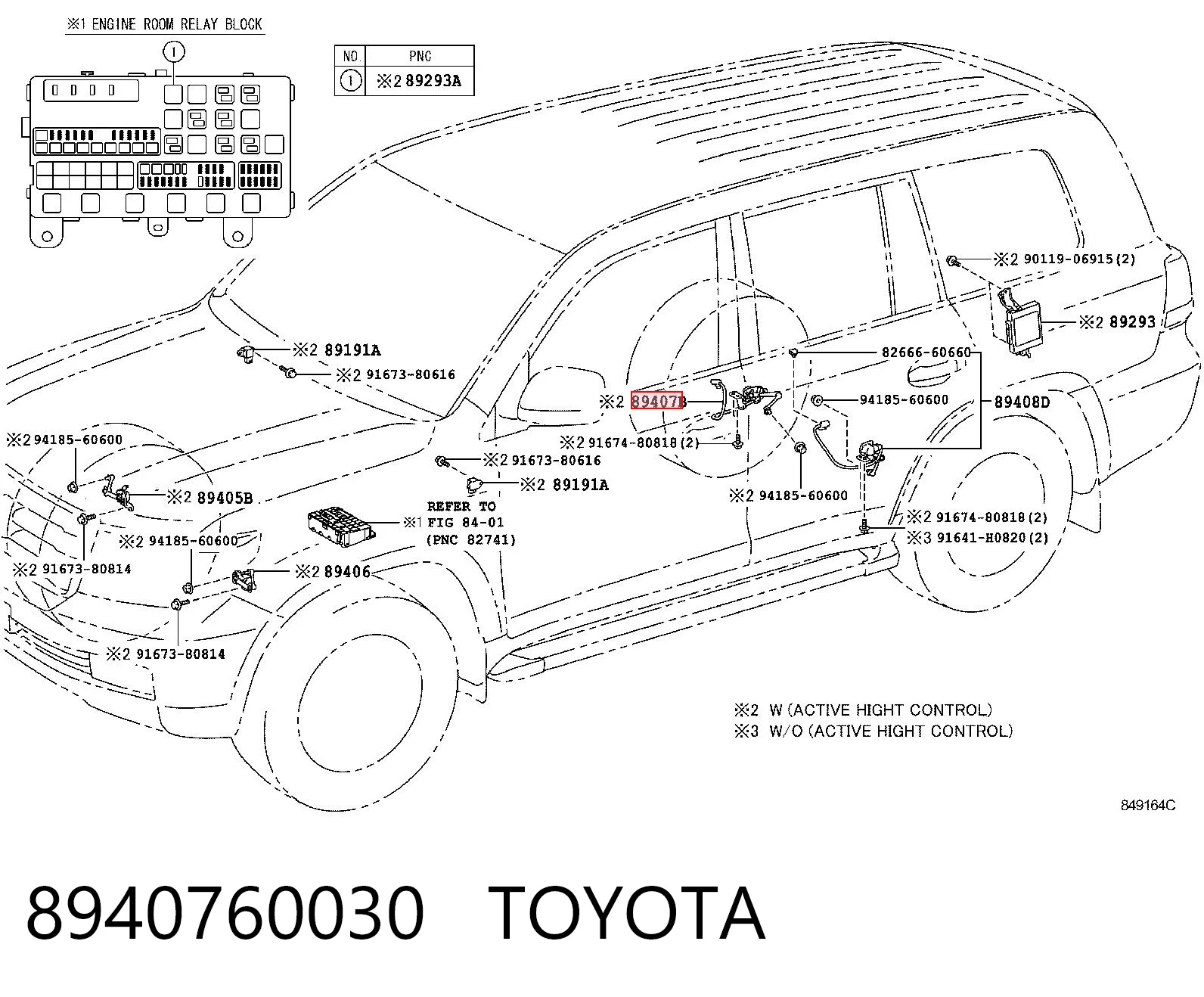 8940760030 Toyota Sensor traseiro direito do nível de posição de carroçaria