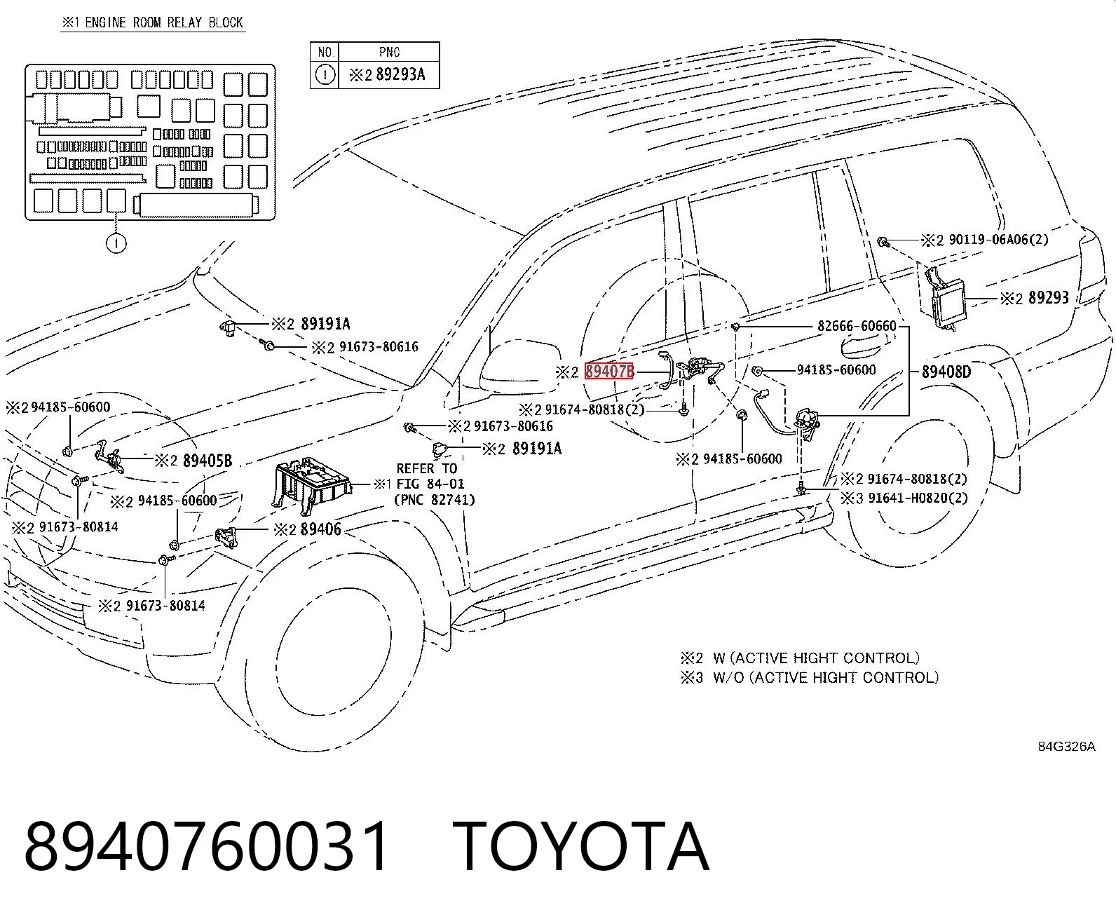 8940760031 Toyota Sensor traseiro direito do nível de posição de carroçaria