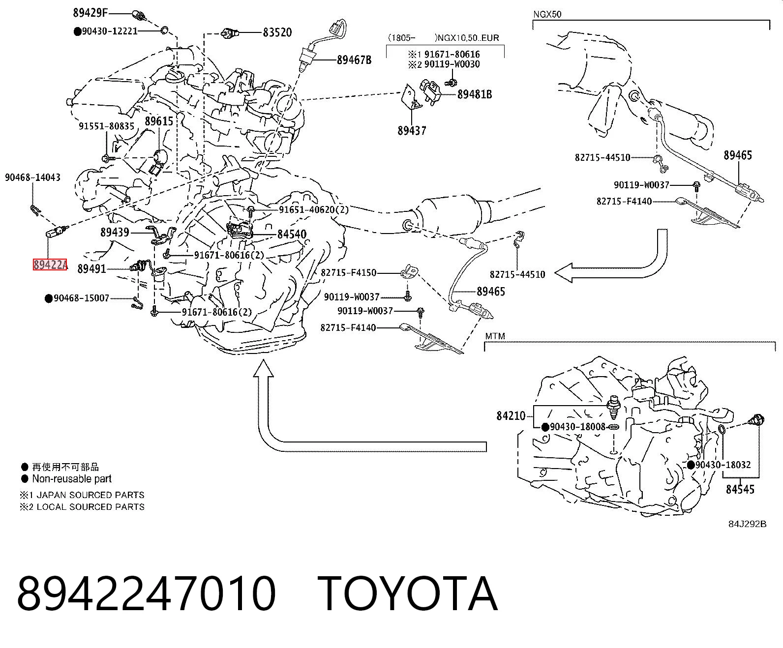 8942247010 Toyota Sensor de temperatura do fluido de esfriamento