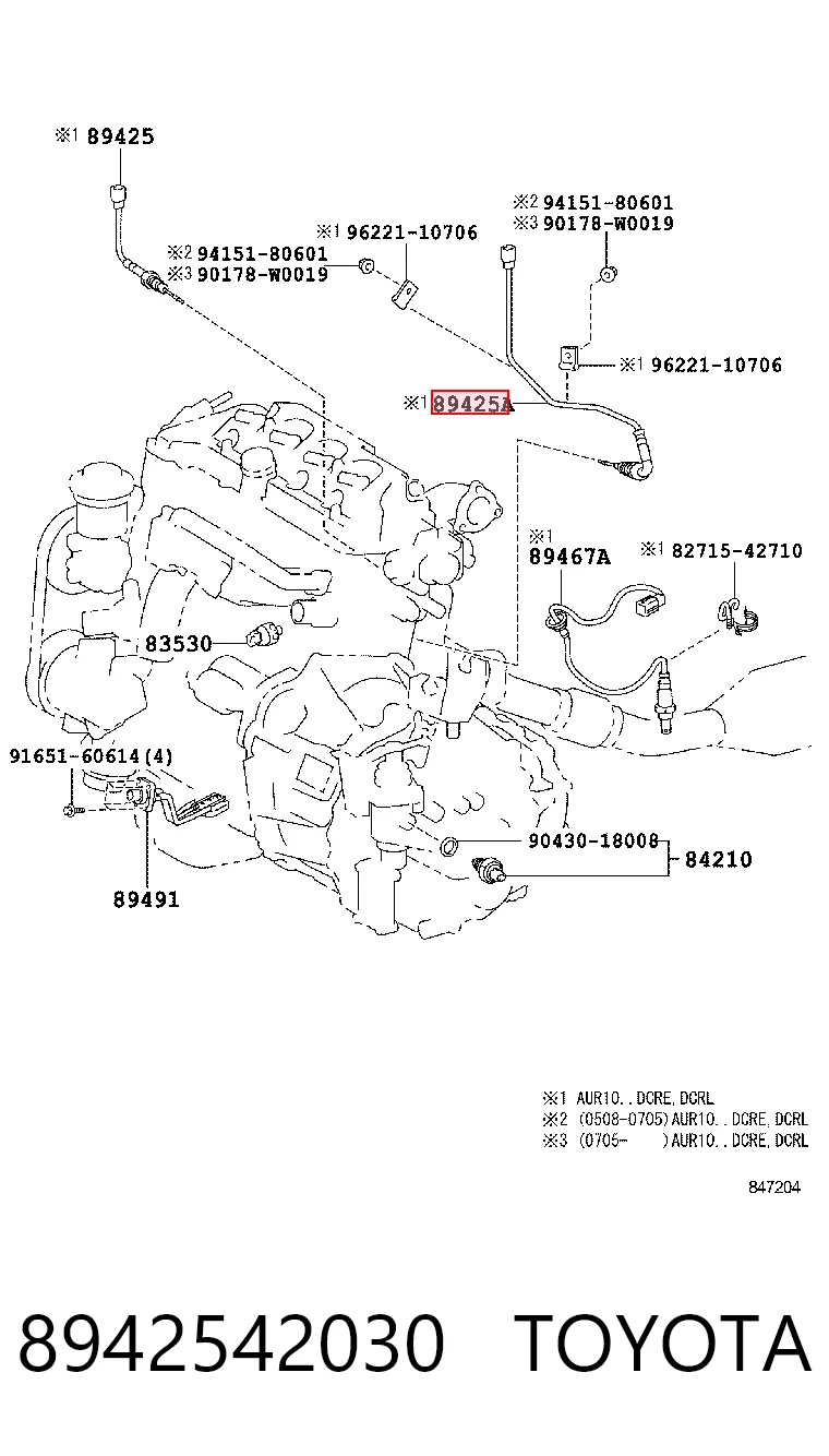 8942542030 Toyota Sensor de temperatura dos gases de escape (GE), depois de filtro de partículas diesel