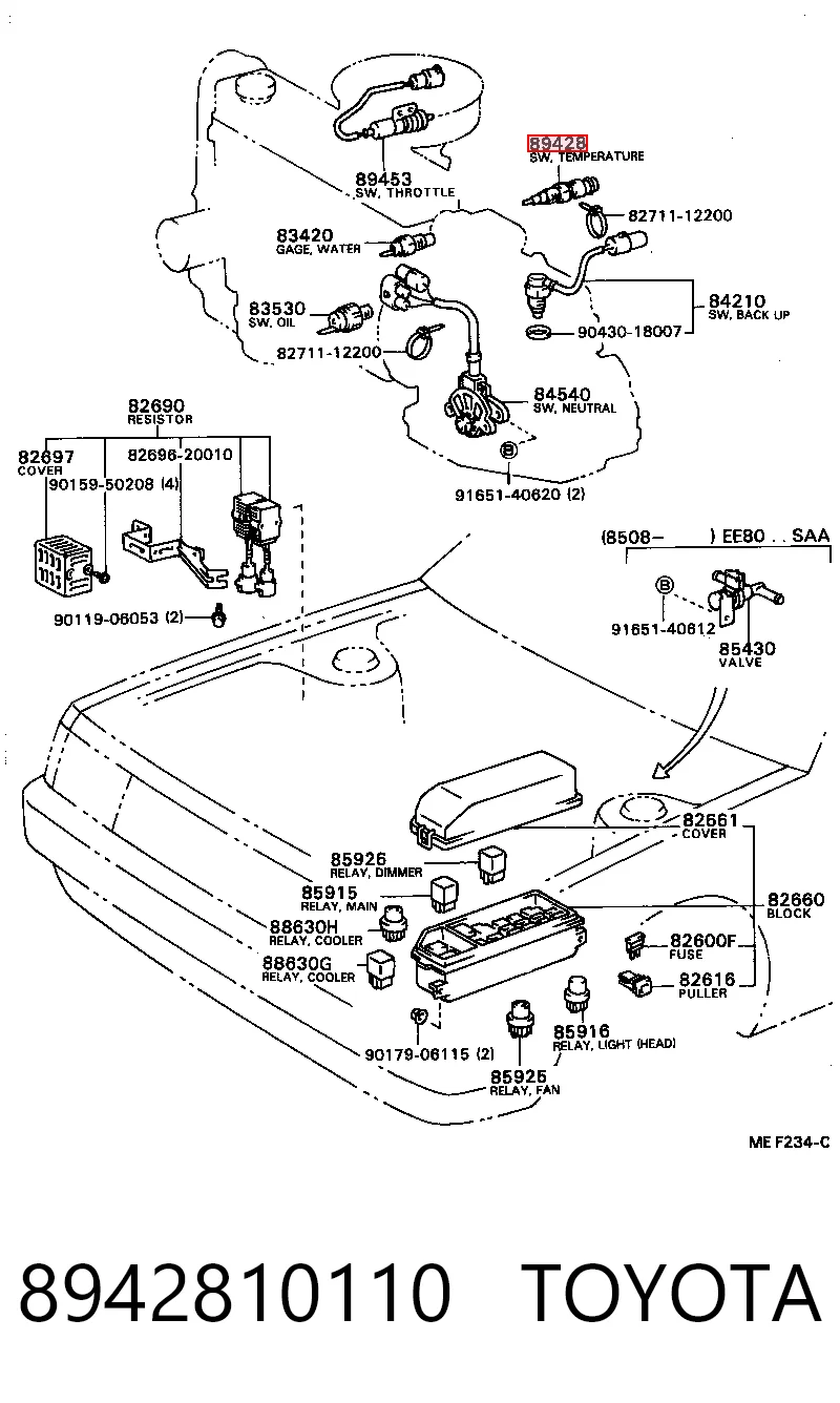 Compre Sensor de temperatura do fluido de esfriamento (de ativação de ventilador do radiador) Toyota Corolla 