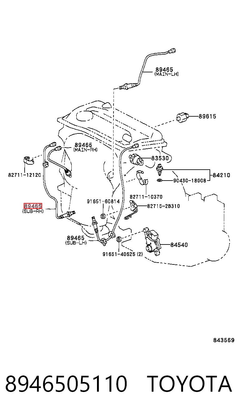 8946505110 Toyota Sonda lambda, sensor de oxigênio até o catalisador