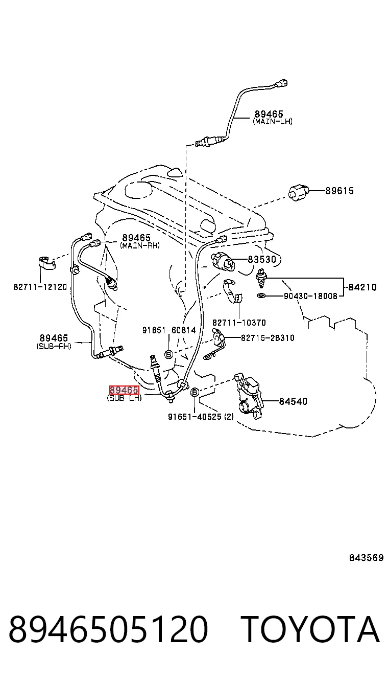 8946505120 Toyota Sonda lambda, sensor de oxigênio até o catalisador