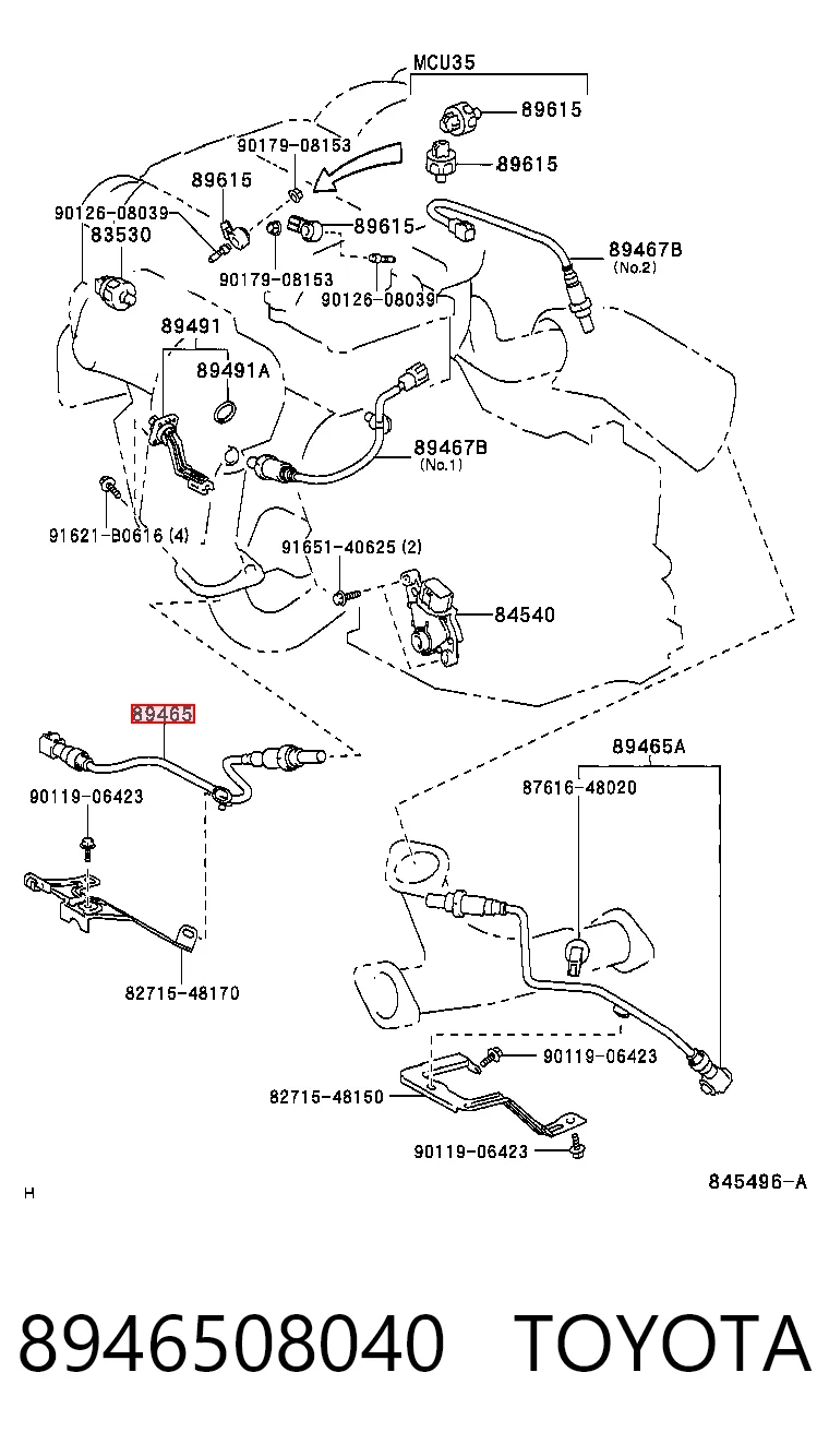 8946508040 Toyota Sonda lambda, sensor de oxigênio depois de catalisador