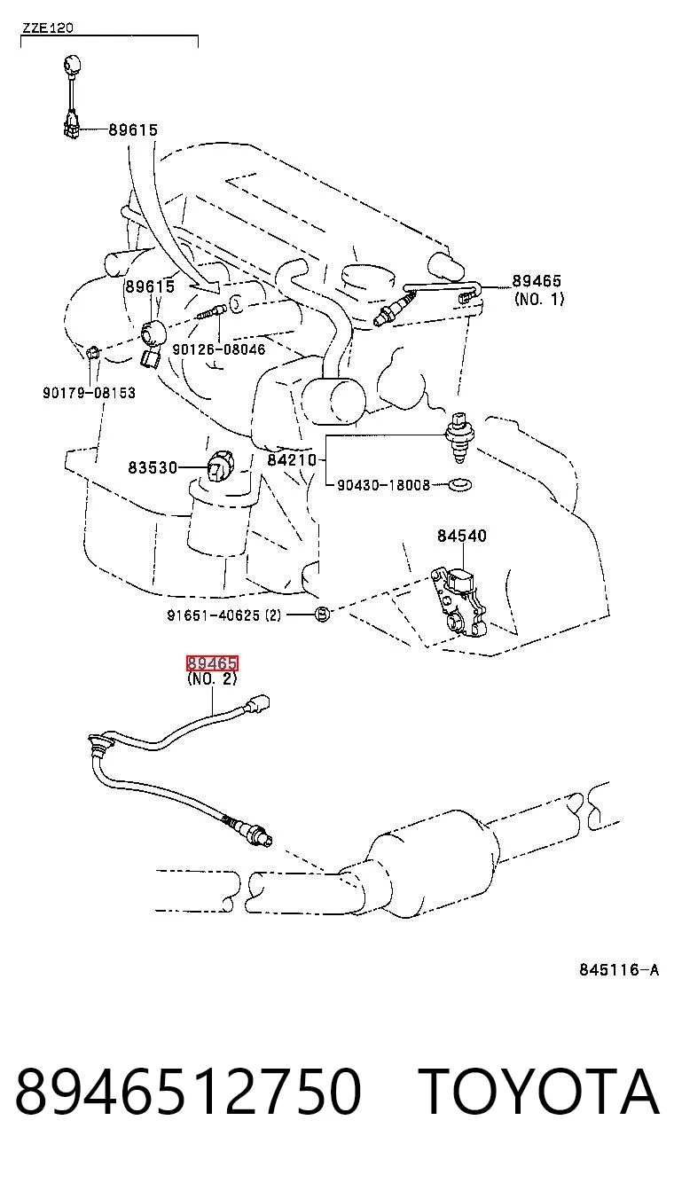 8946512750 Toyota Sonda lambda, sensor de oxigênio até o catalisador
