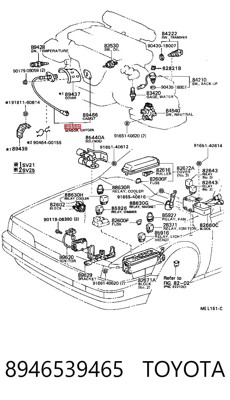 8946539465 Toyota Sonda lambda, sensor de oxigênio até o catalisador