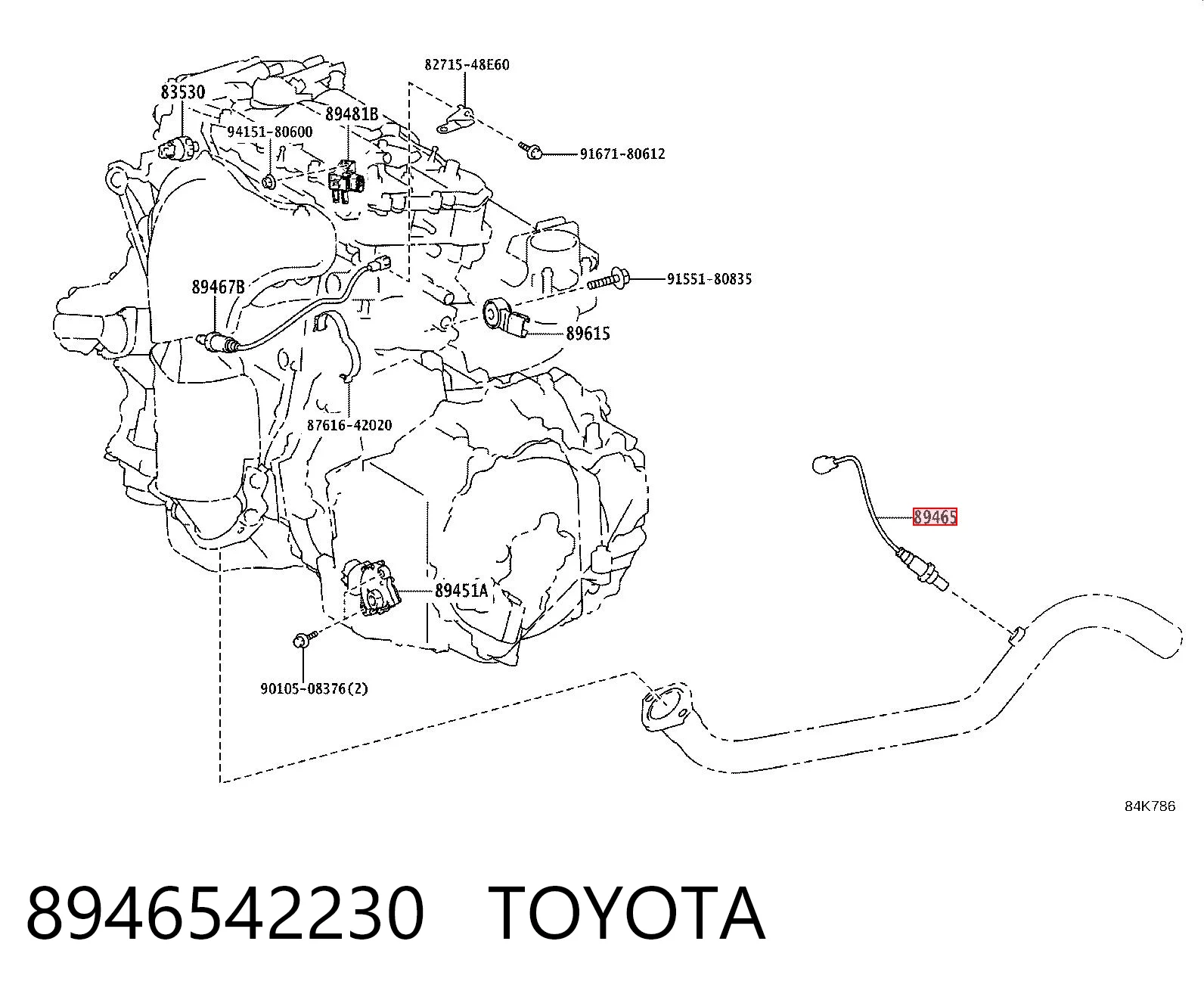 8946542230 Toyota Sonda lambda, sensor de oxigênio depois de catalisador