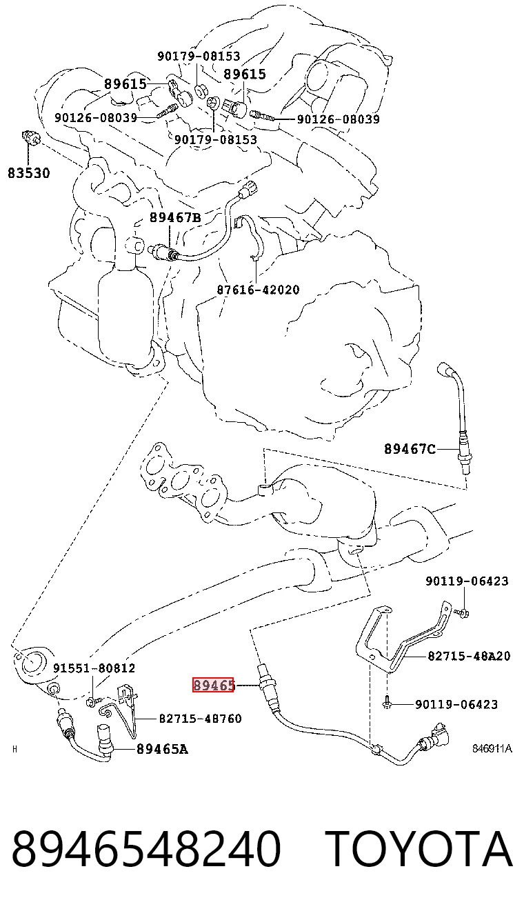 8946548240 Toyota Sonda lambda, sensor direito de oxigênio depois de catalisador