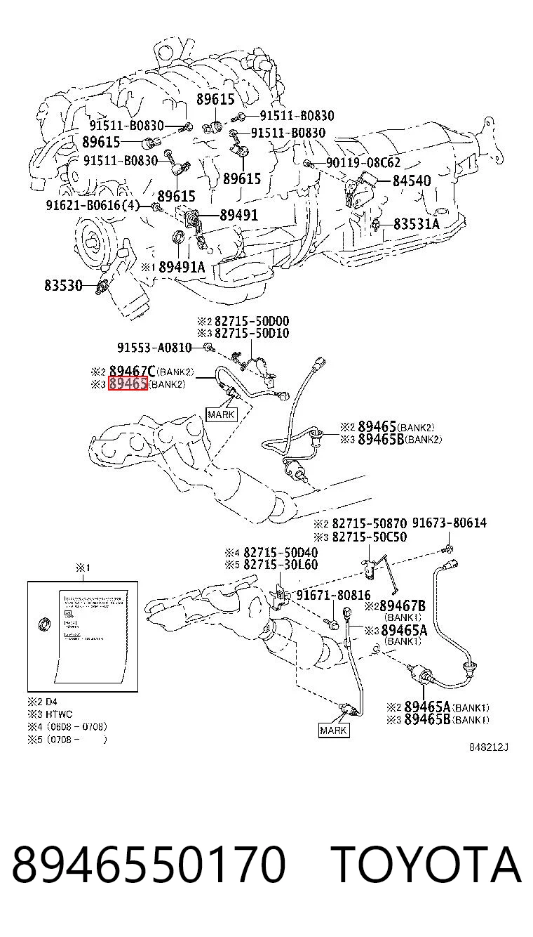 8946550170 Toyota Sonda lambda, sensor de oxigênio depois de catalisador