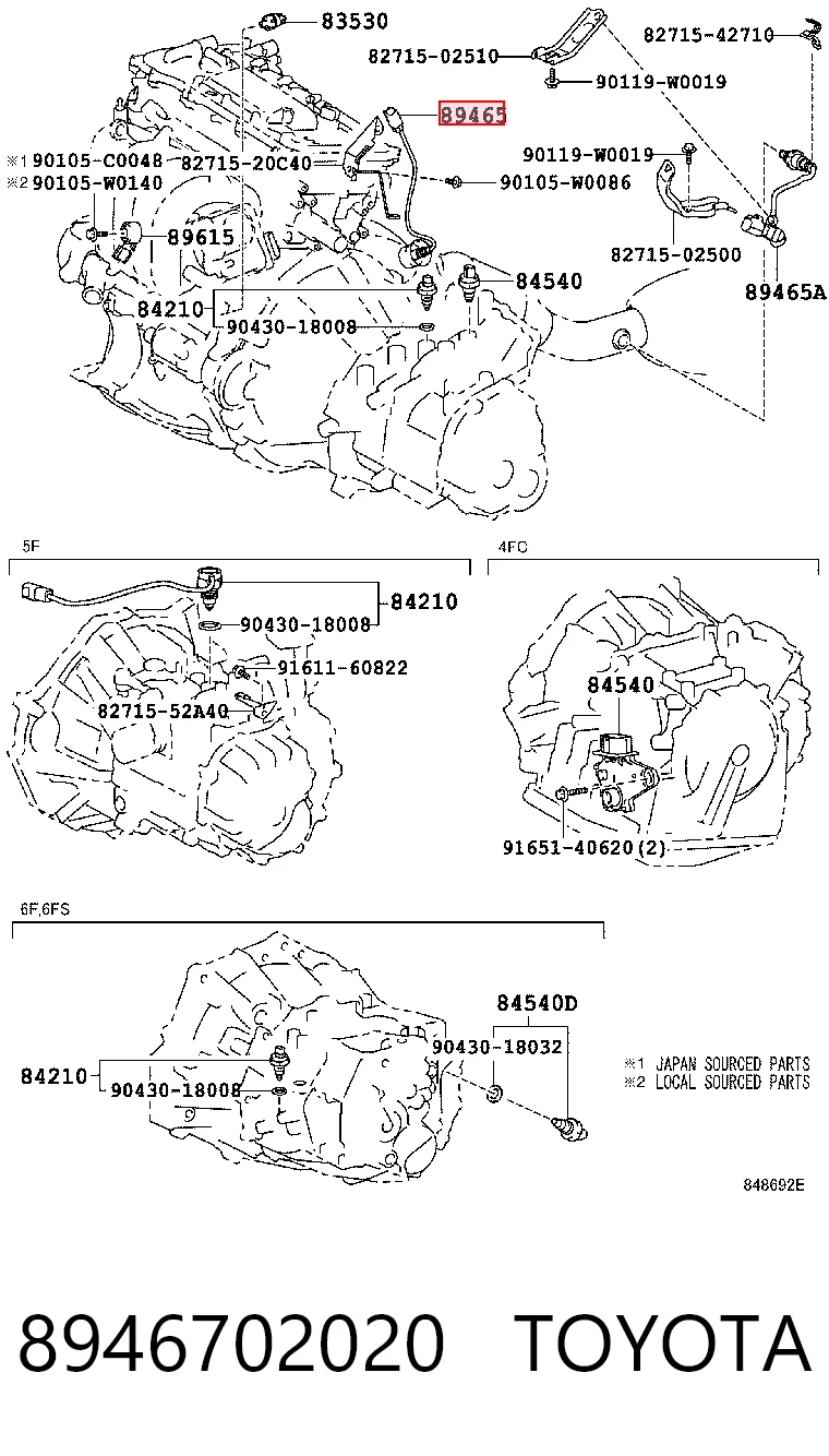 8946702020 Toyota Sonda lambda, sensor de mistura pobre