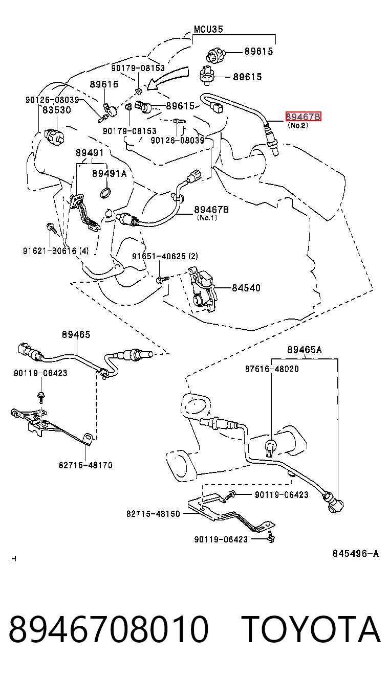 8946708010 Toyota Sonda lambda, sensor de oxigênio até o catalisador