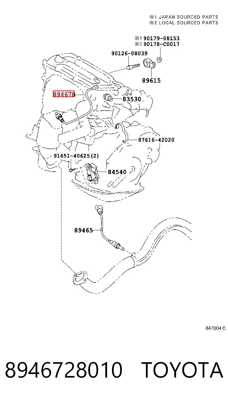 8946728010 Toyota Sonda lambda, sensor de mistura pobre