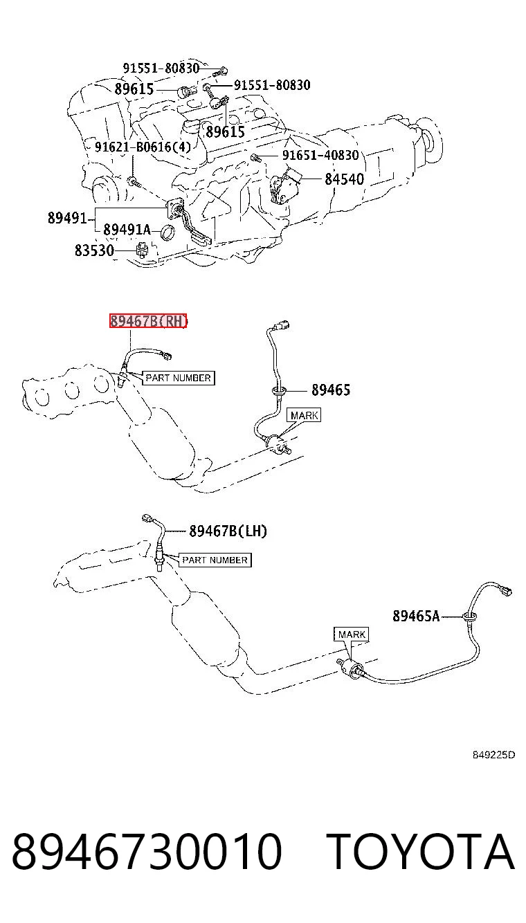 8946730010 Toyota Sonda lambda, sensor de oxigênio até o catalisador