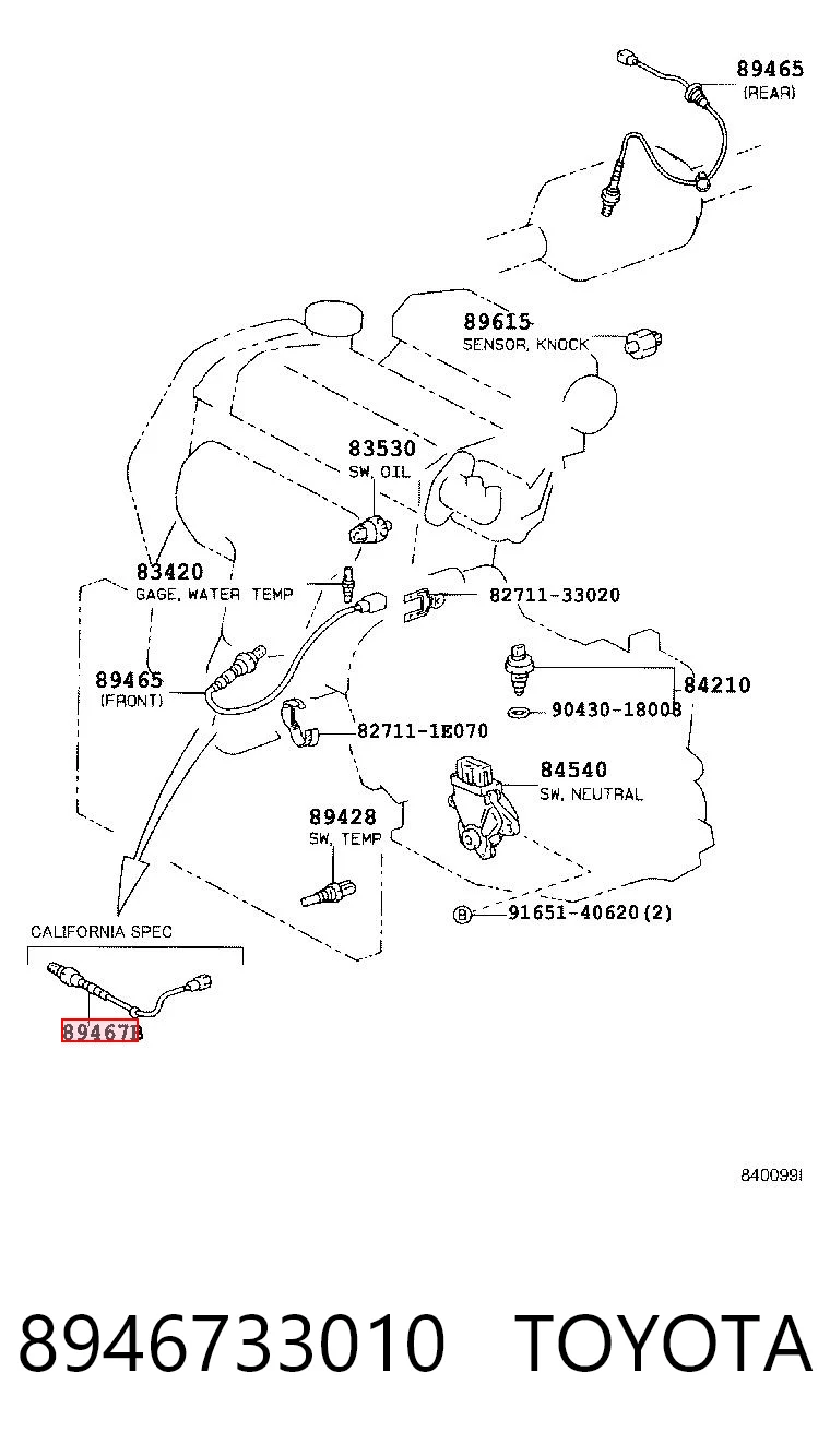 8946733010 Toyota Sonda lambda, sensor de oxigênio