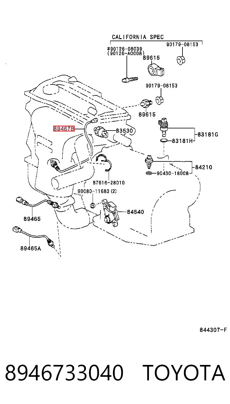 8946733040 Toyota Sonda lambda, sensor de oxigênio até o catalisador