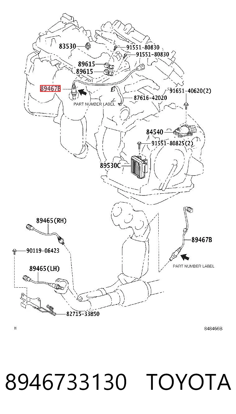 8946733130 Toyota Sonda lambda, sensor de oxigênio até o catalisador