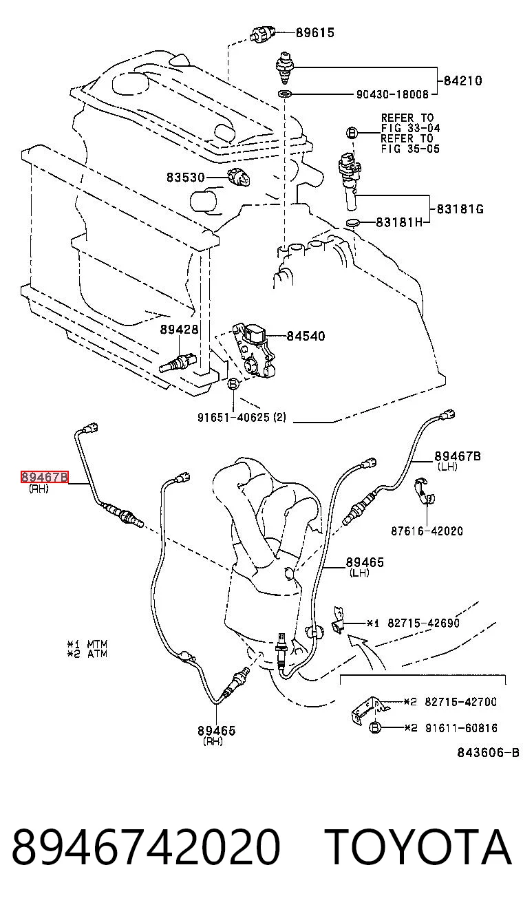 8946742020 Toyota Sonda lambda, sensor direito de oxigênio até o catalisador