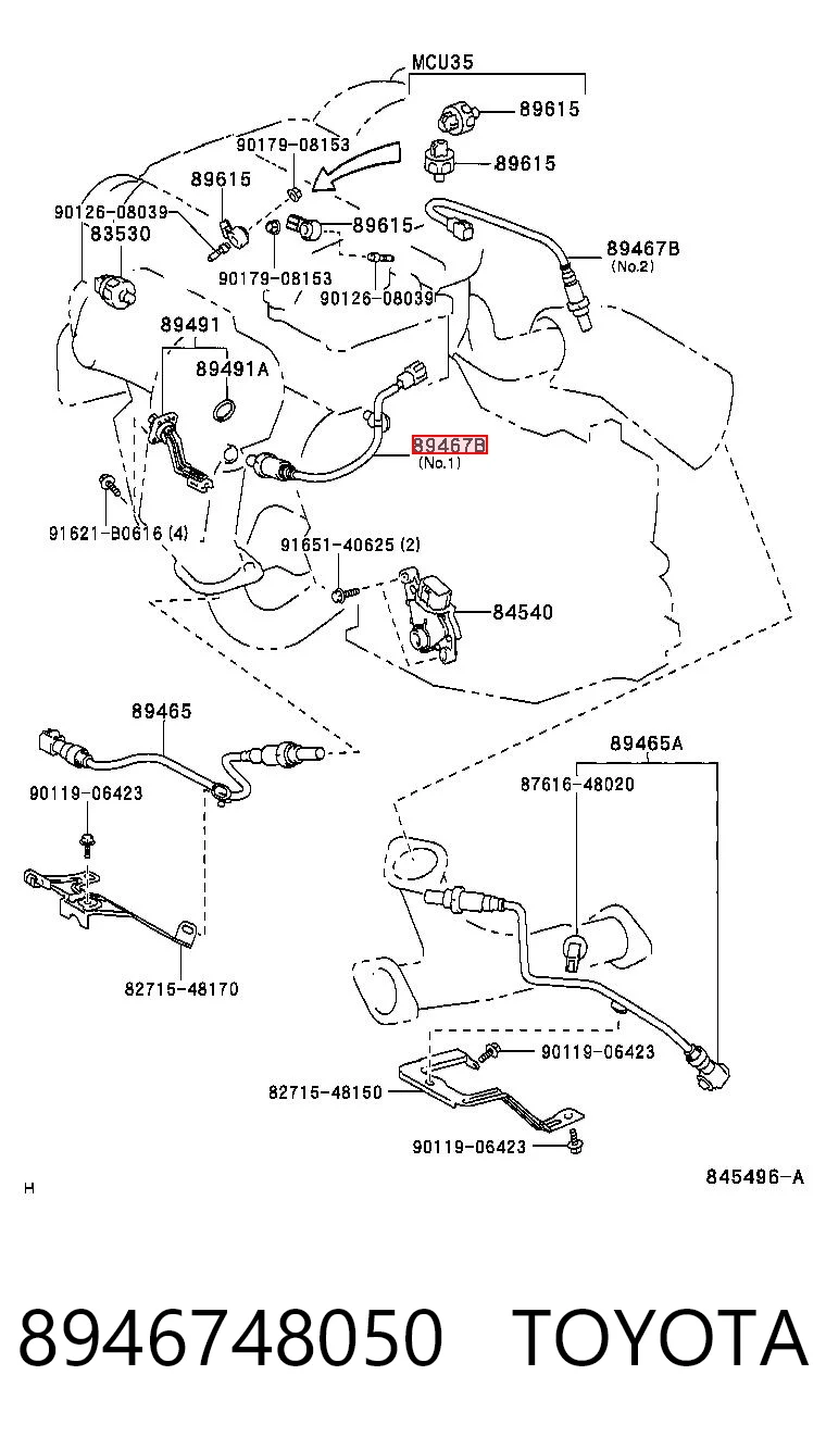 8946748050 Toyota Sonda lambda, sensor de oxigênio até o catalisador