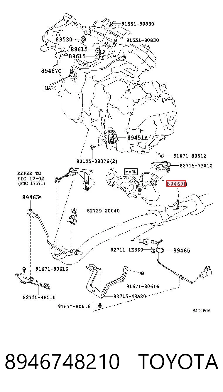 8946748210 Toyota Sonda lambda, sensor de oxigênio até o catalisador
