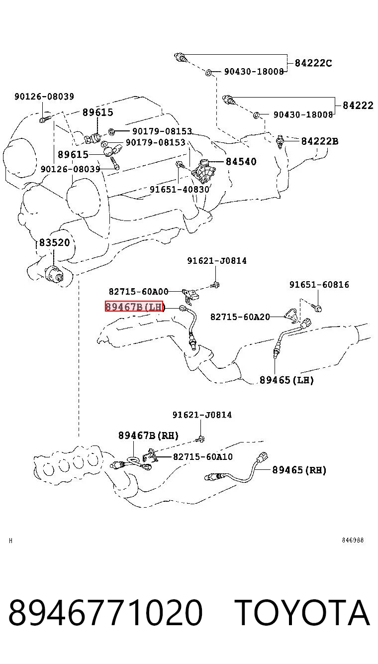 8946771020 Toyota Sonda lambda, sensor de oxigênio até o catalisador