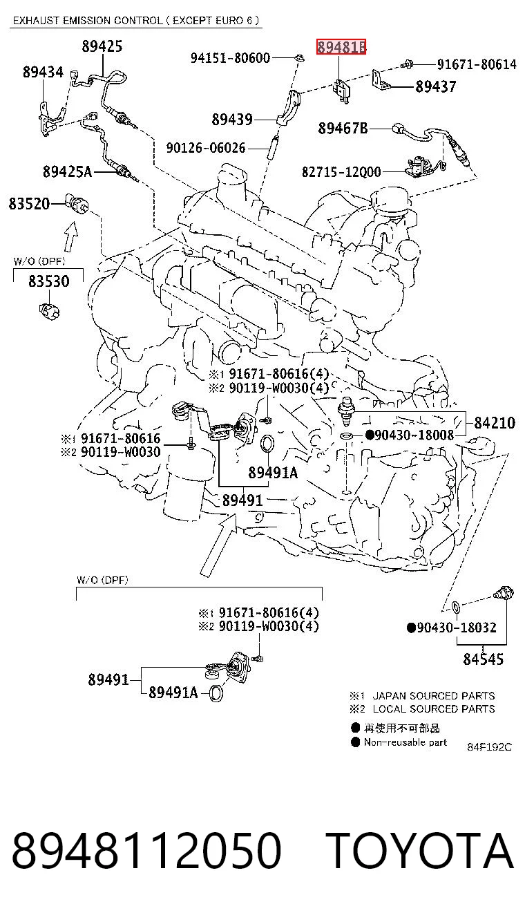 8948112050 Toyota Sensor de pressão dos gases de escape