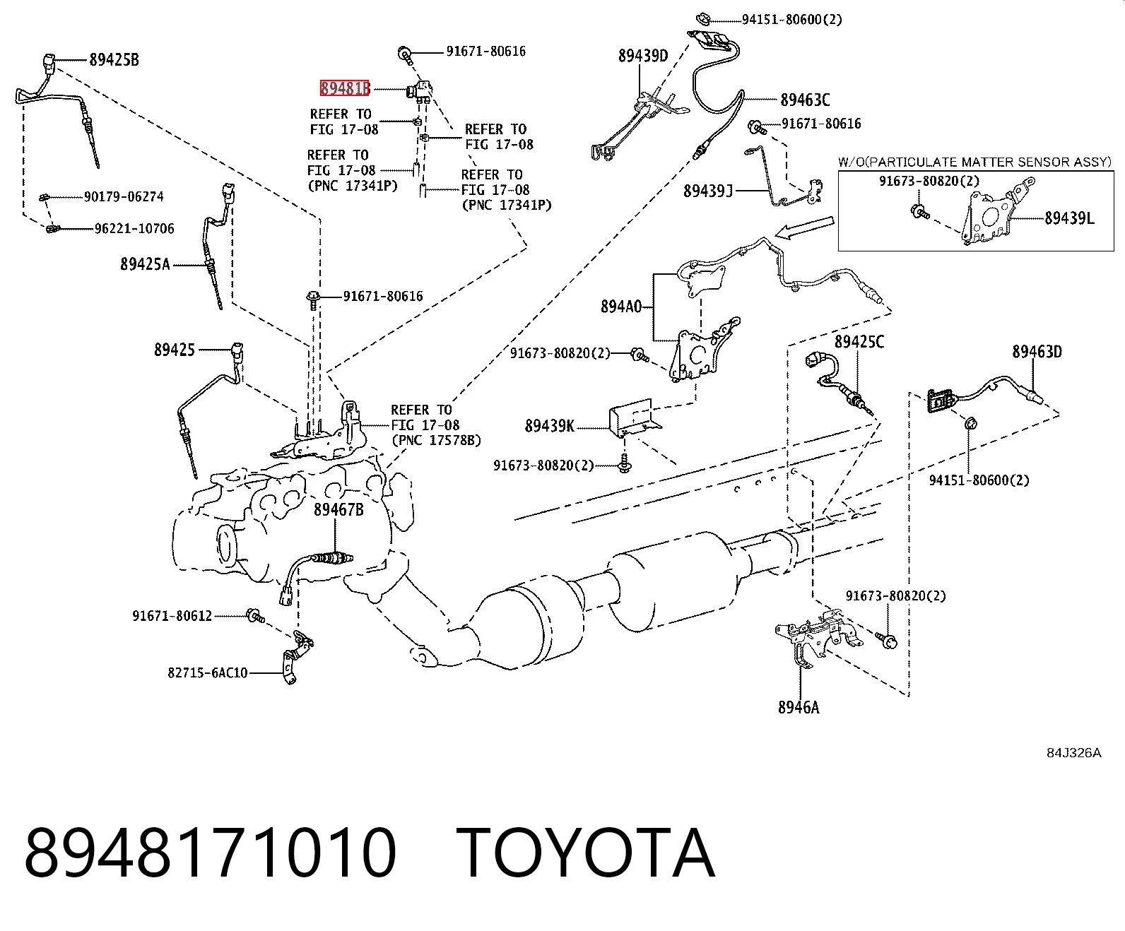 8948171010 Toyota Sensor de pressão dos gases de escape