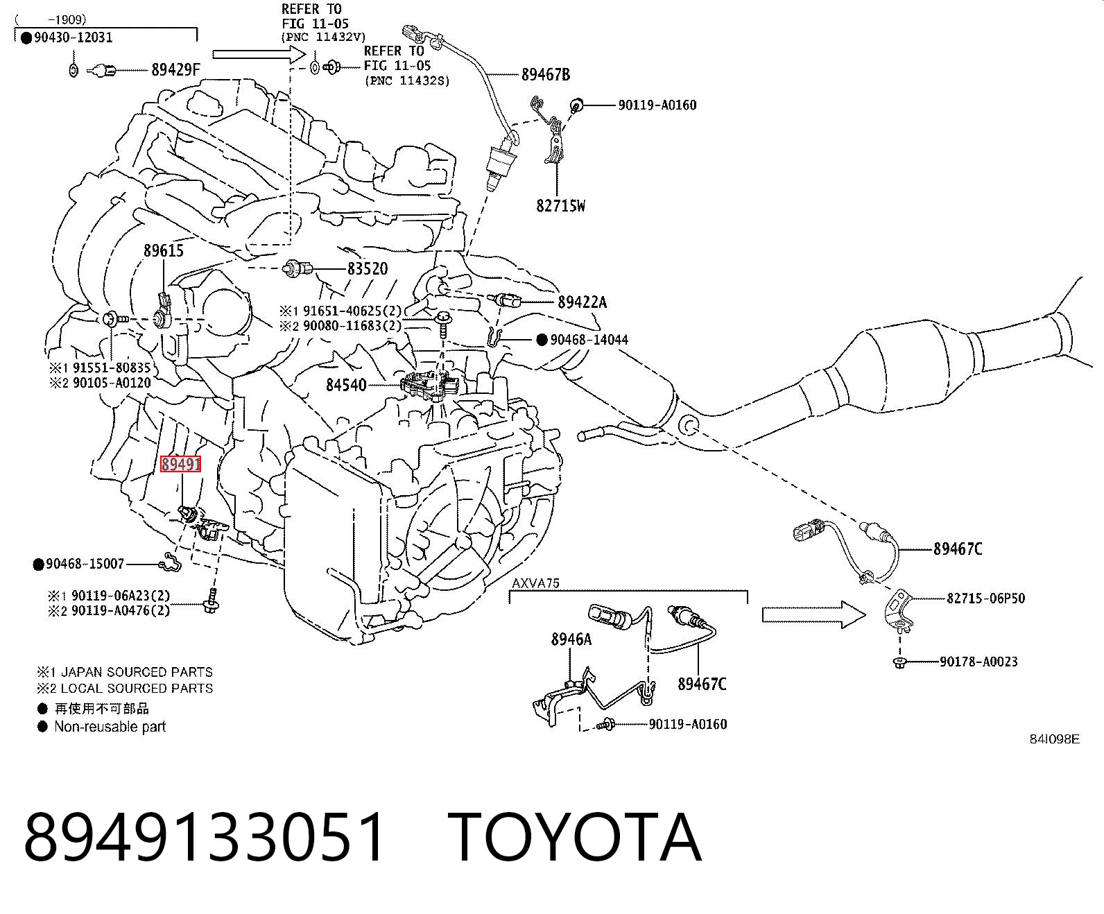  Sensor do nível de óleo de motor Toyota Corolla carrinha (E21) (2019 - 2026) 