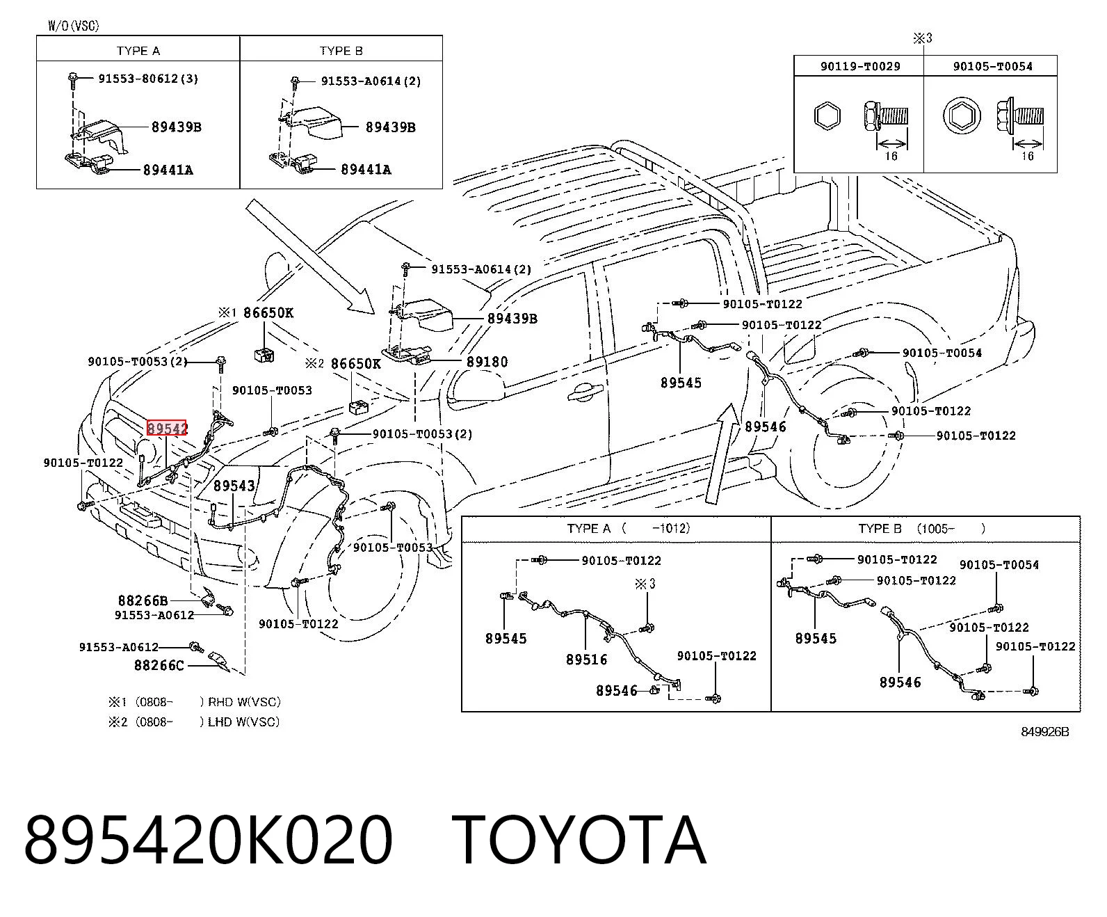 895420K020 Toyota Sensor ABS dianteiro direito