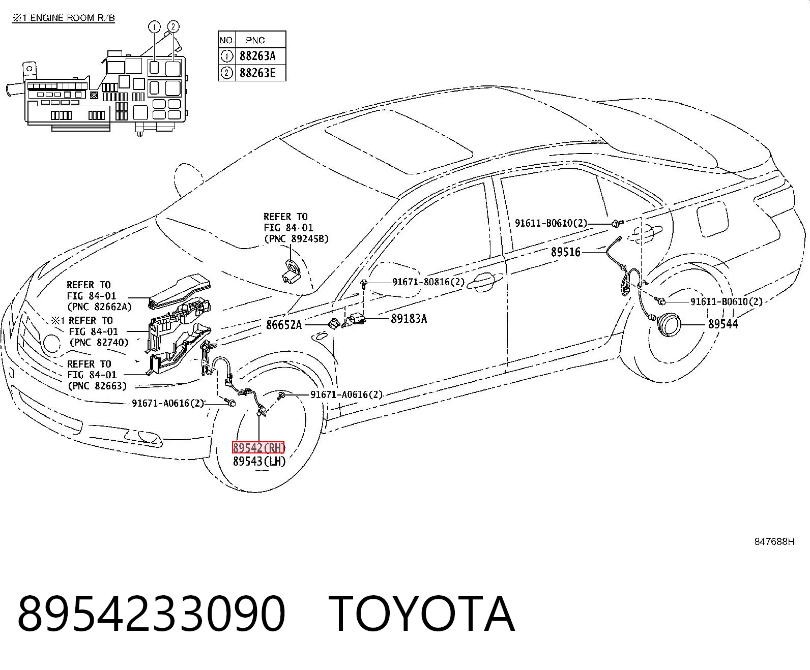 8954233090 Toyota Sensor ABS dianteiro direito