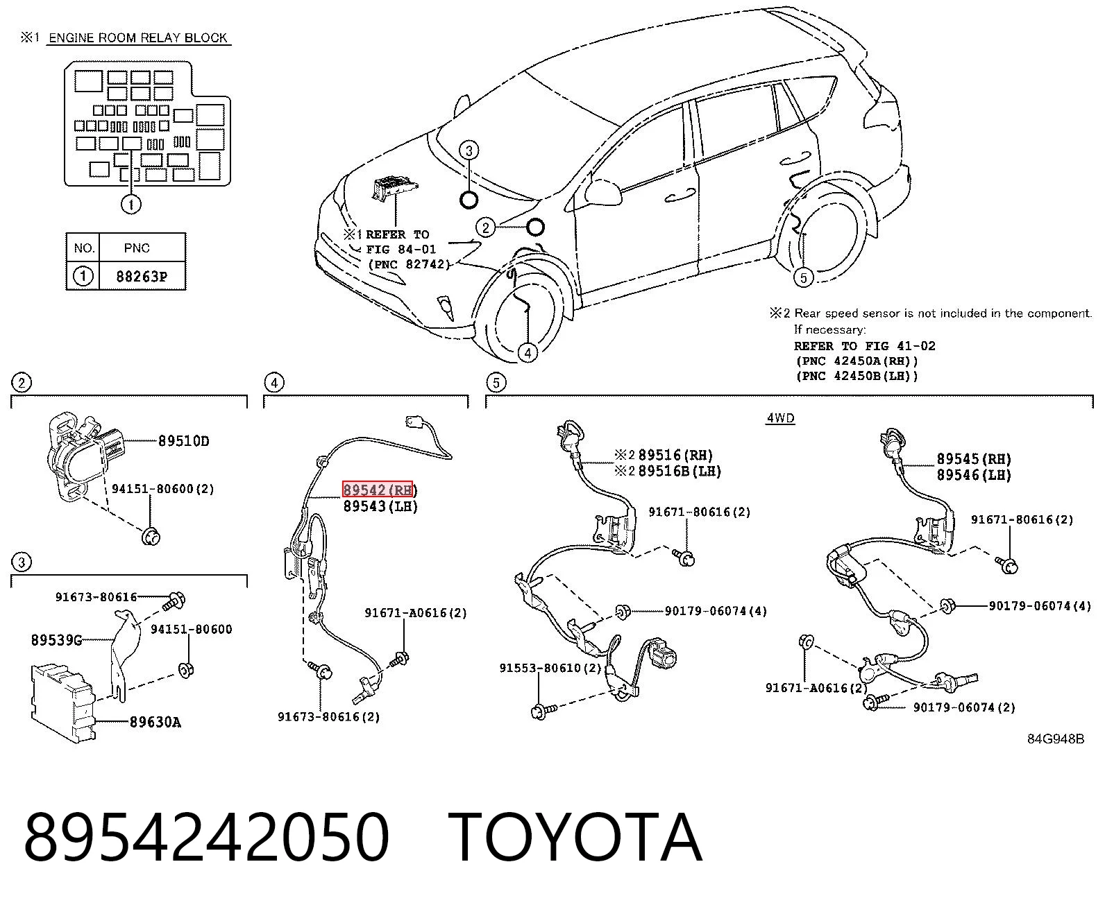 8954242050 Toyota Sensor ABS dianteiro direito