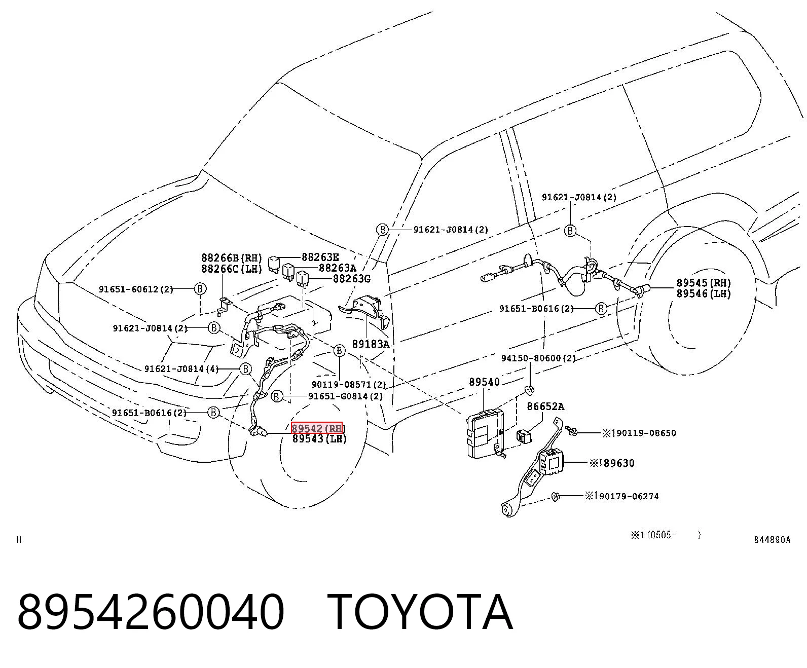 8954260040 Toyota Sensor ABS dianteiro direito