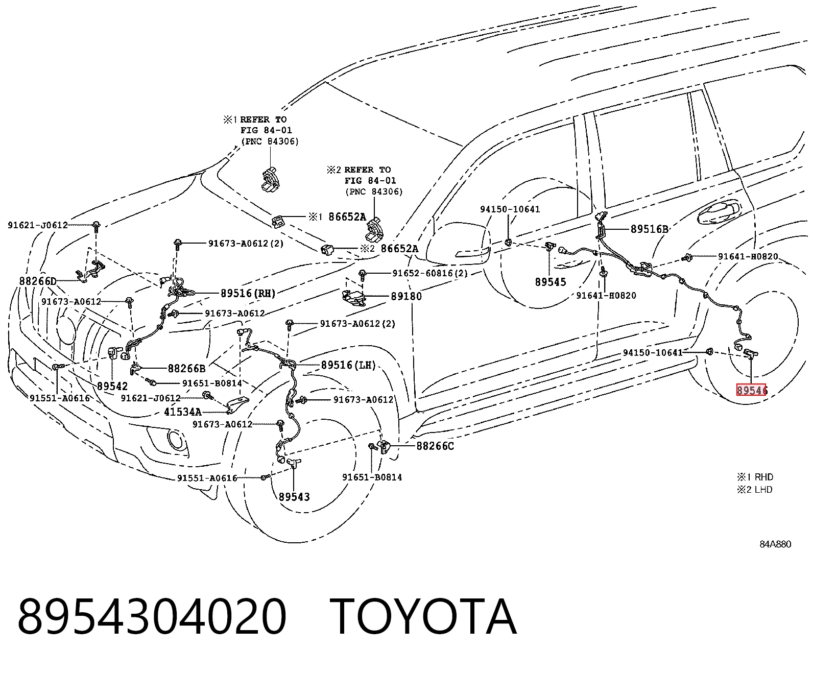 8954304020 Toyota Sensor ABS dianteiro esquerdo