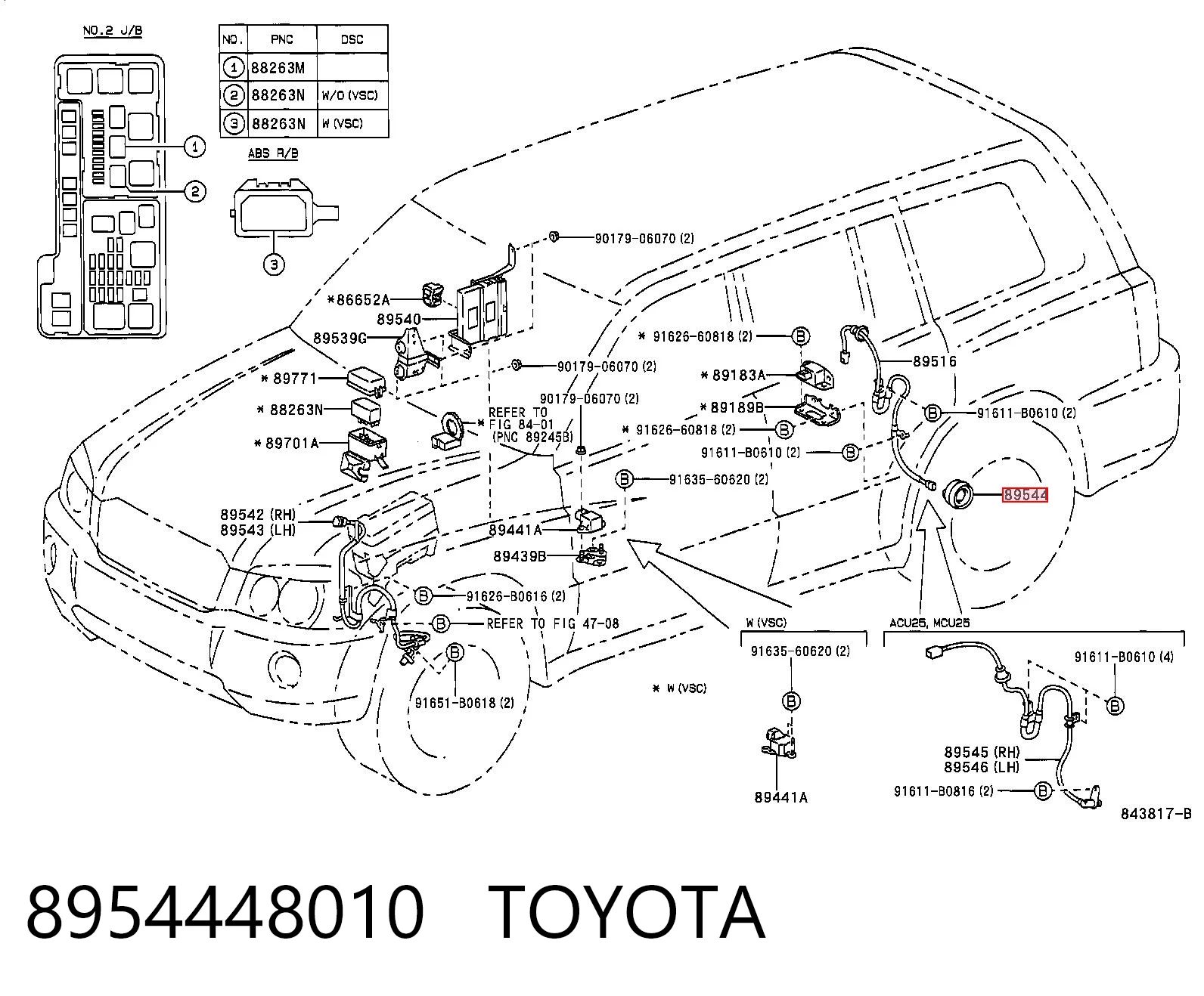 8954448010 Toyota Sensor ABS traseiro