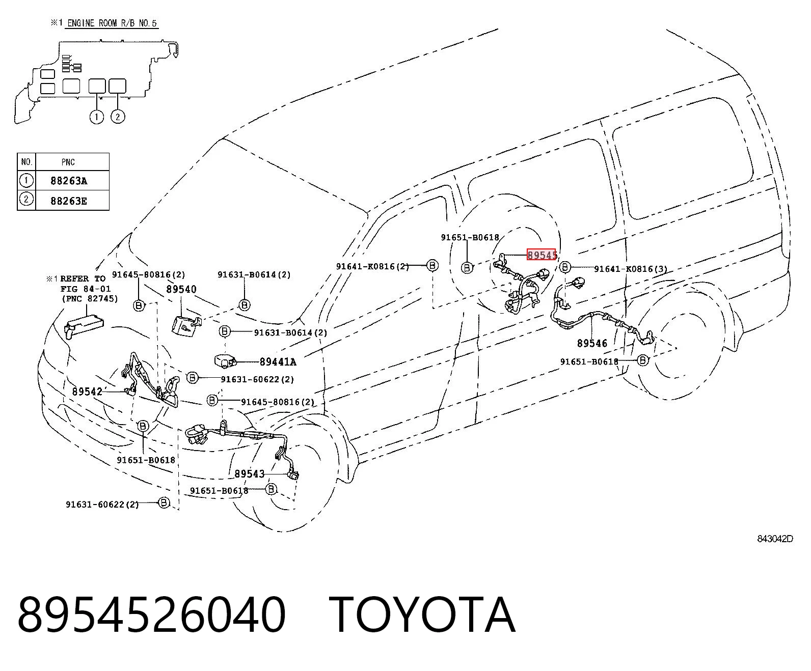 8954526040 Toyota Sensor ABS traseiro direito