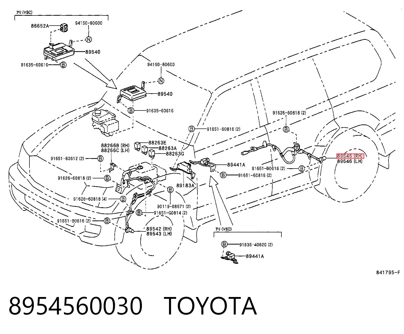 8954560030 Toyota Sensor ABS traseiro direito