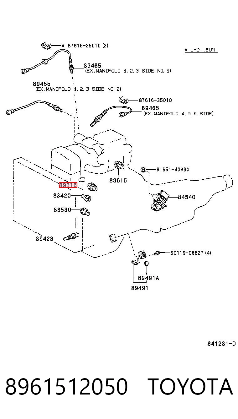 8961512050 Toyota Sensor de detonação