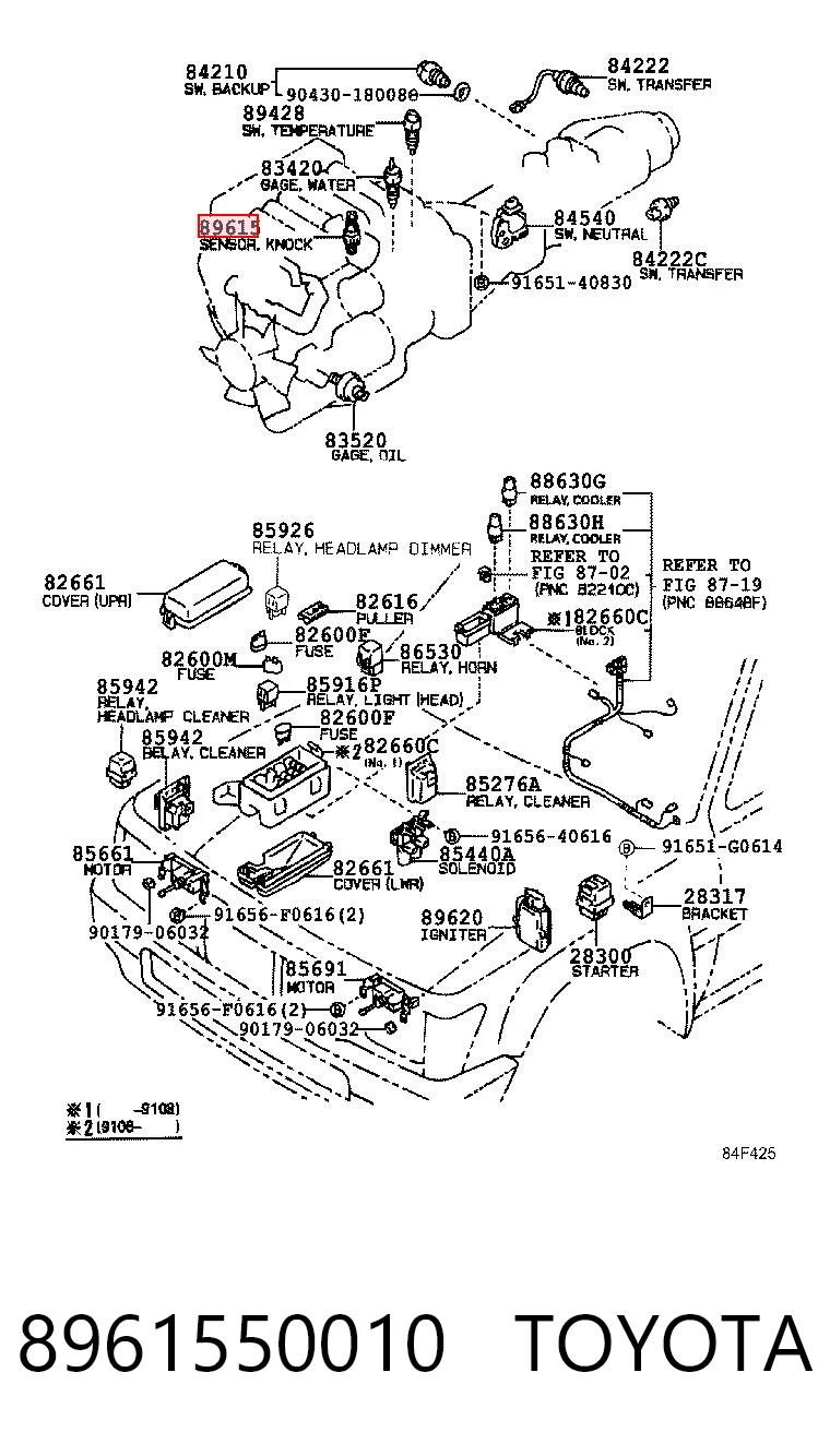 Sensor de detonação para Toyota Hilux  N