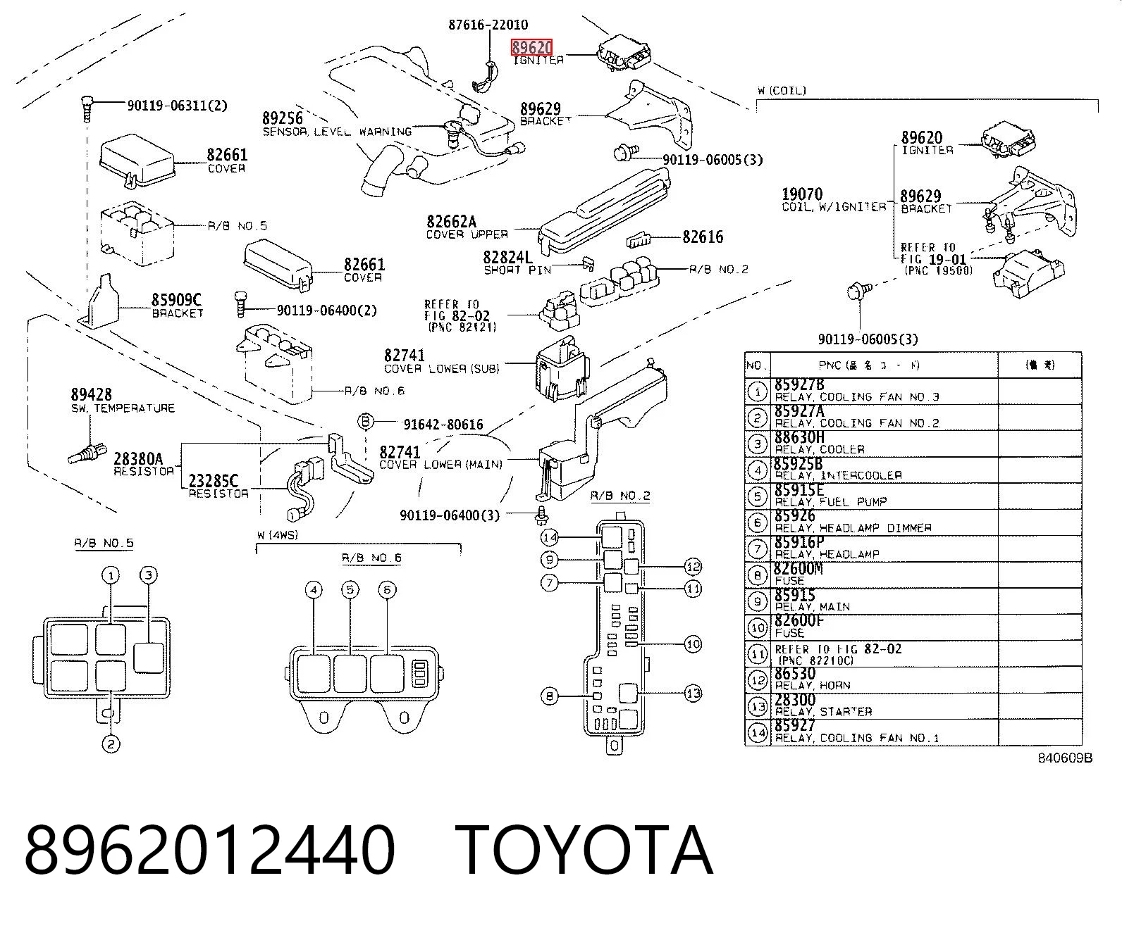 8962012440 Toyota Módulo de ignição (comutador)