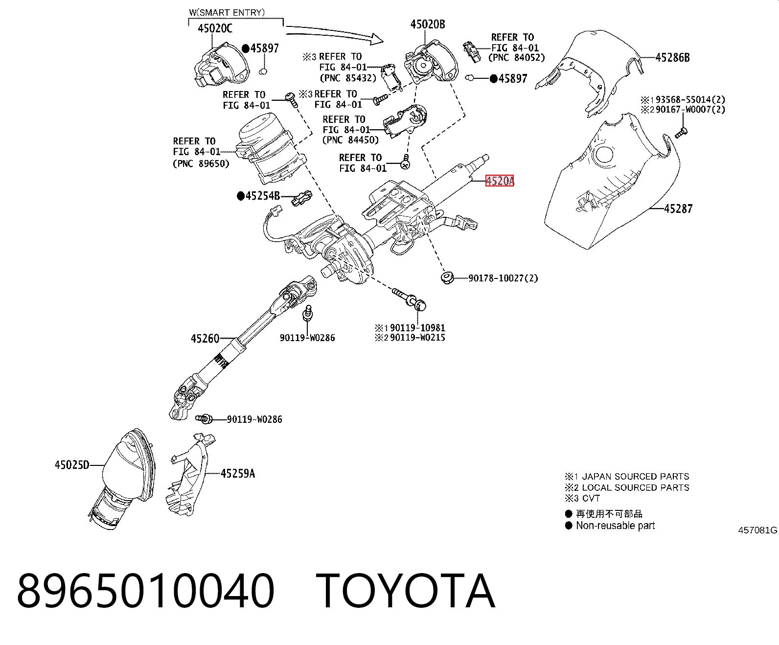  Coluna da direção Toyota C-HR hatchback (X10) (2016 - 2023) 