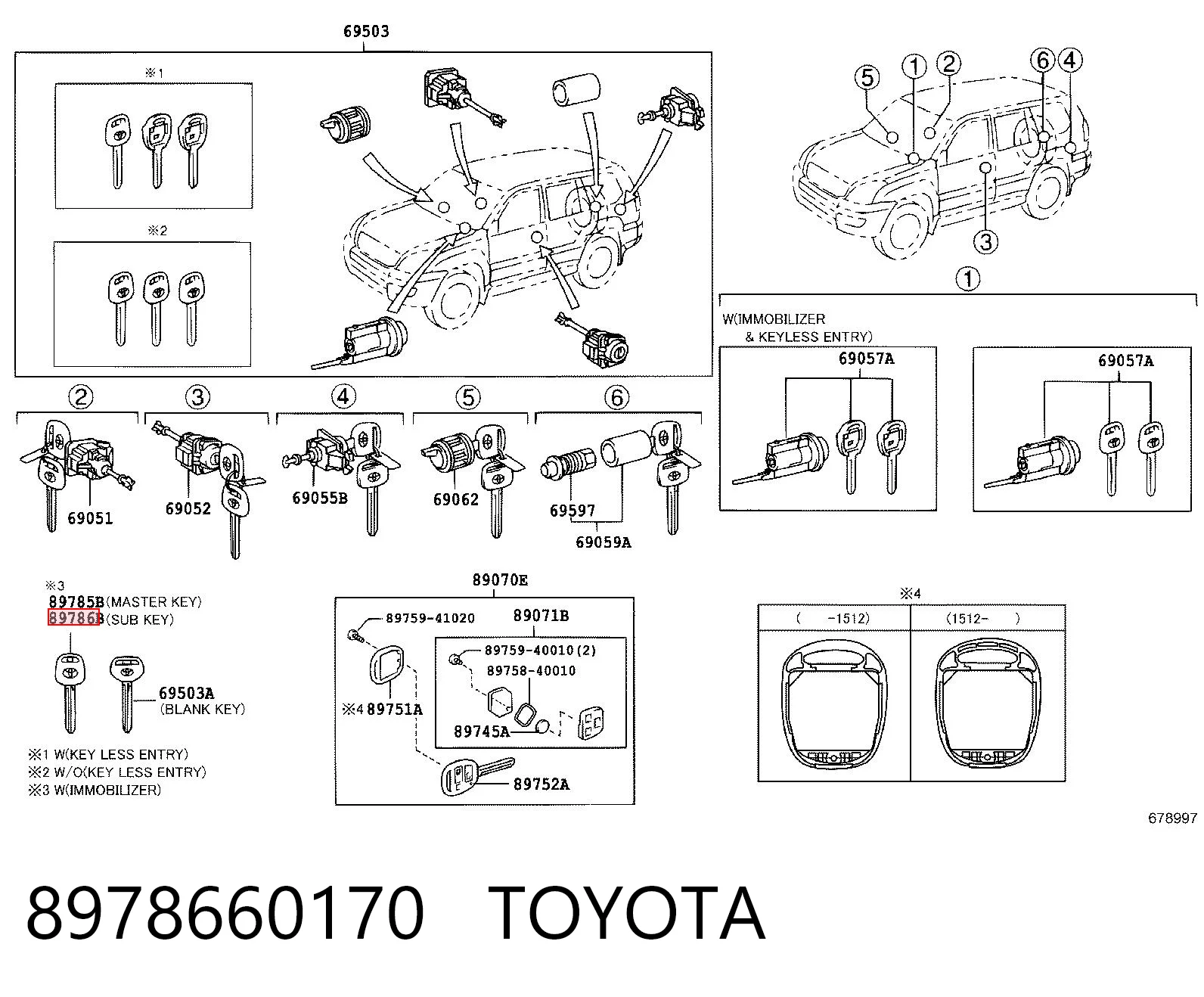 8978660170 Toyota Chave lingote