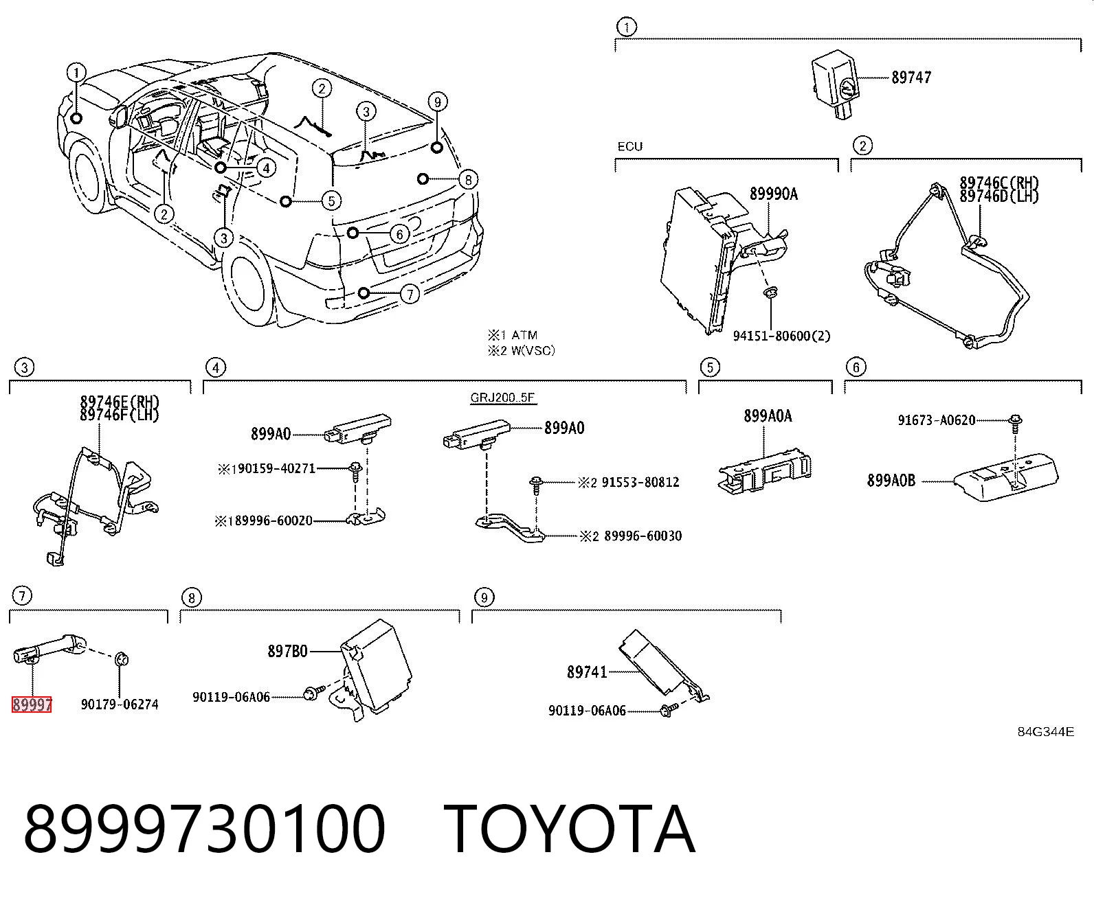 8999730100 Toyota Antena (anel) de imobilizador