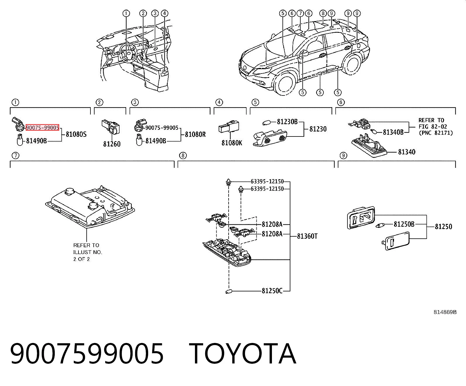 9007599005 Toyota Base (casquilho) de lâmpada do sinal de parada adicional