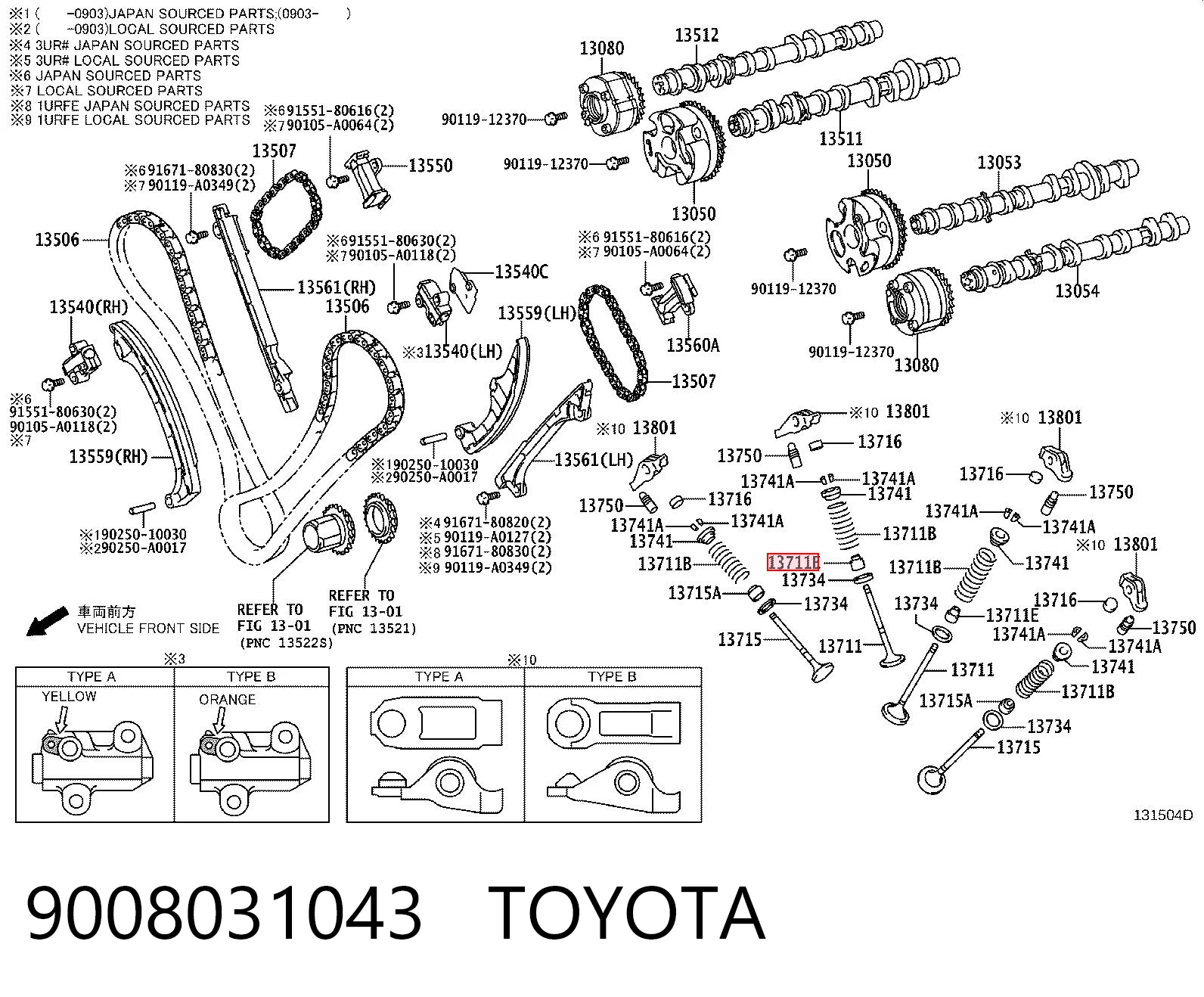 9008031043 Toyota Vedação de válvula (de óleo) de admissão