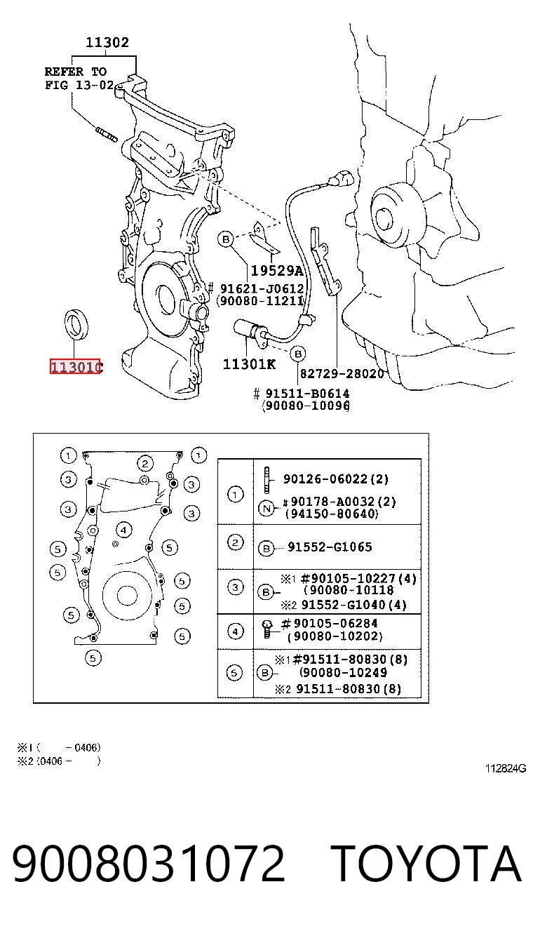 9008031072 Toyota Vedação dianteira de cambota de motor
