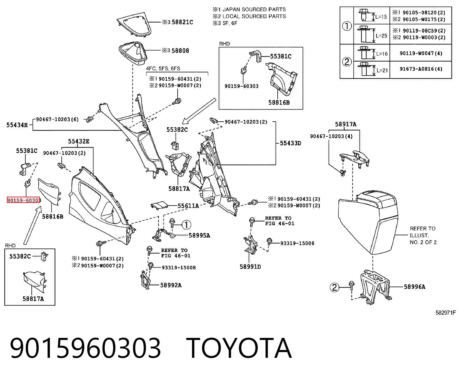 9015960303 Toyota Cápsula (prendedor) de fixação do forro do pára-choque do pára-lama dianteiro