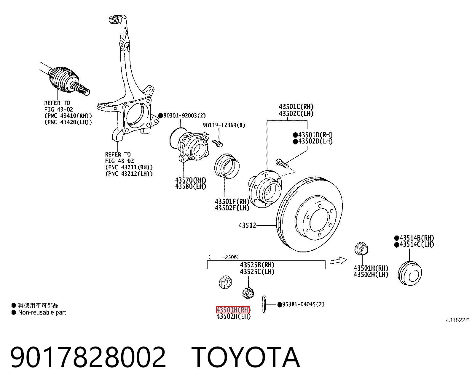 9017828002 Toyota Porca de cubo dianteiro
